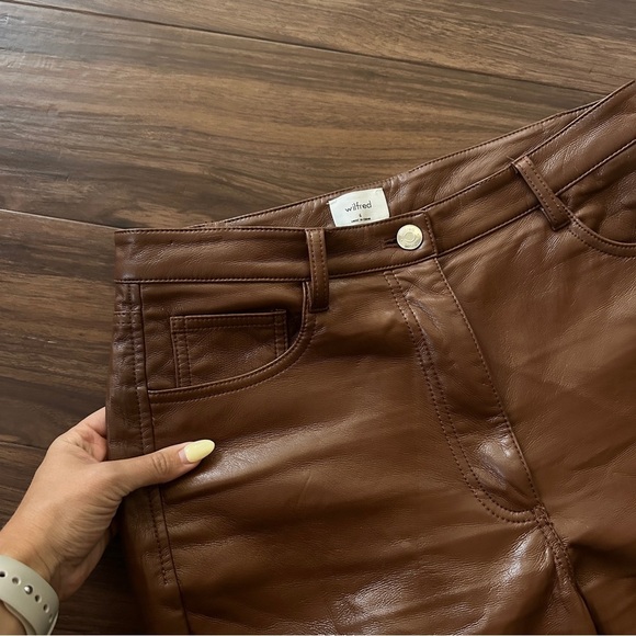 Wilfred Melina Brown Faux Leather Straight Leg Pants Size 6 - Picture 7 of 9